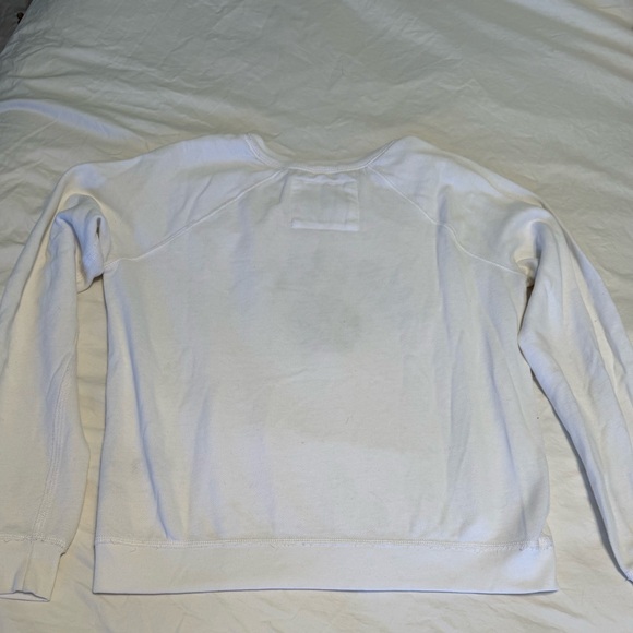 Abercrombie & Fitch White Crew Neck Sweatshirt With Dark Navy Text. Size Large - Picture 4 of 4